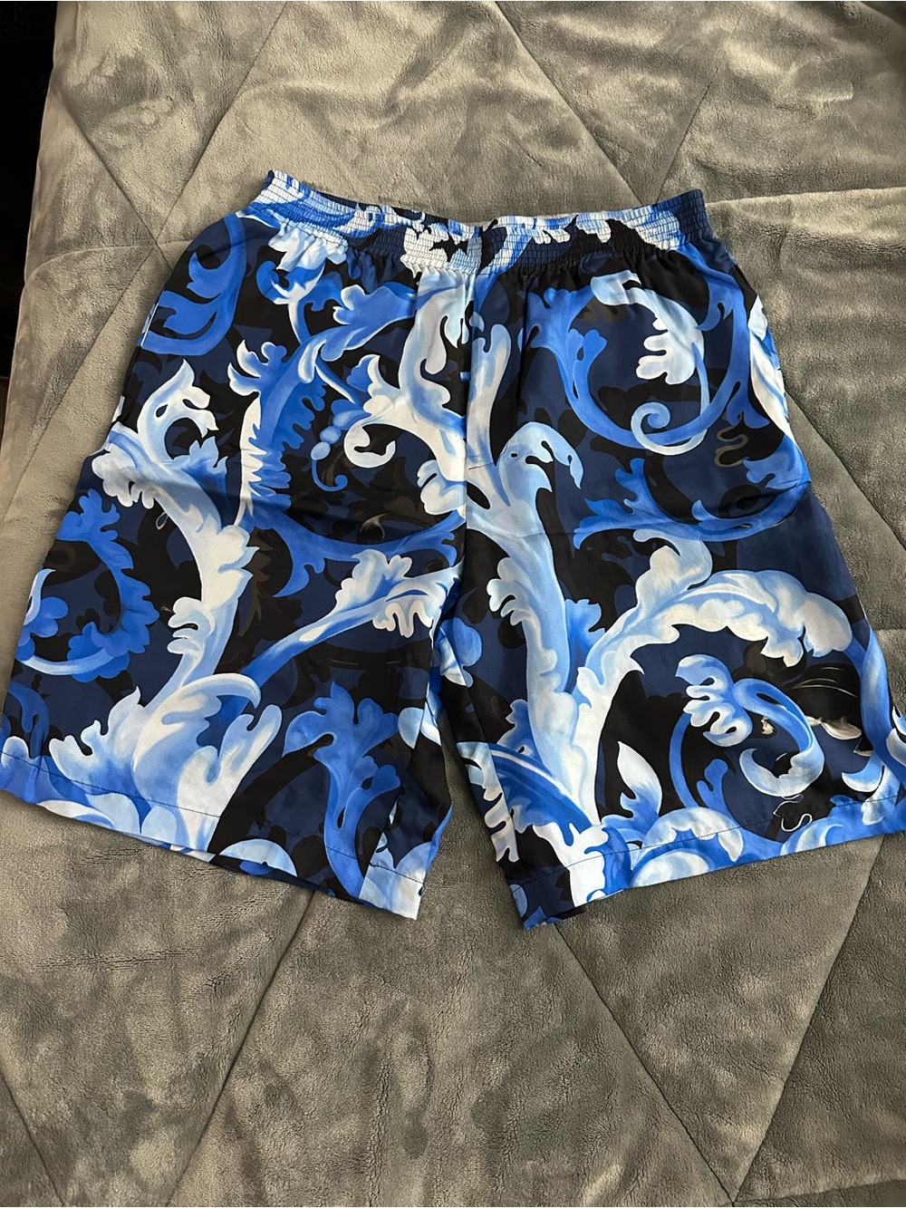 Versace Blue and White Baroque Shorts